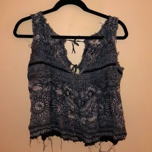 Free People Patterned Tank Top with Ties in Back